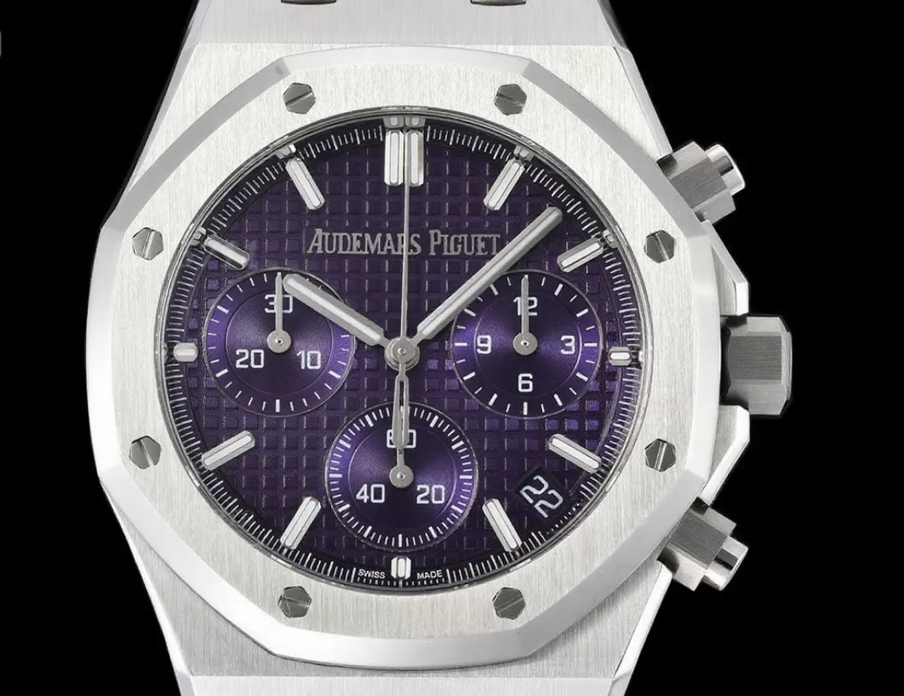 Royal Oak Chrono 26240ST 41mm SS / SS Purple Dial APS SH4401 Super Clone - Image 2