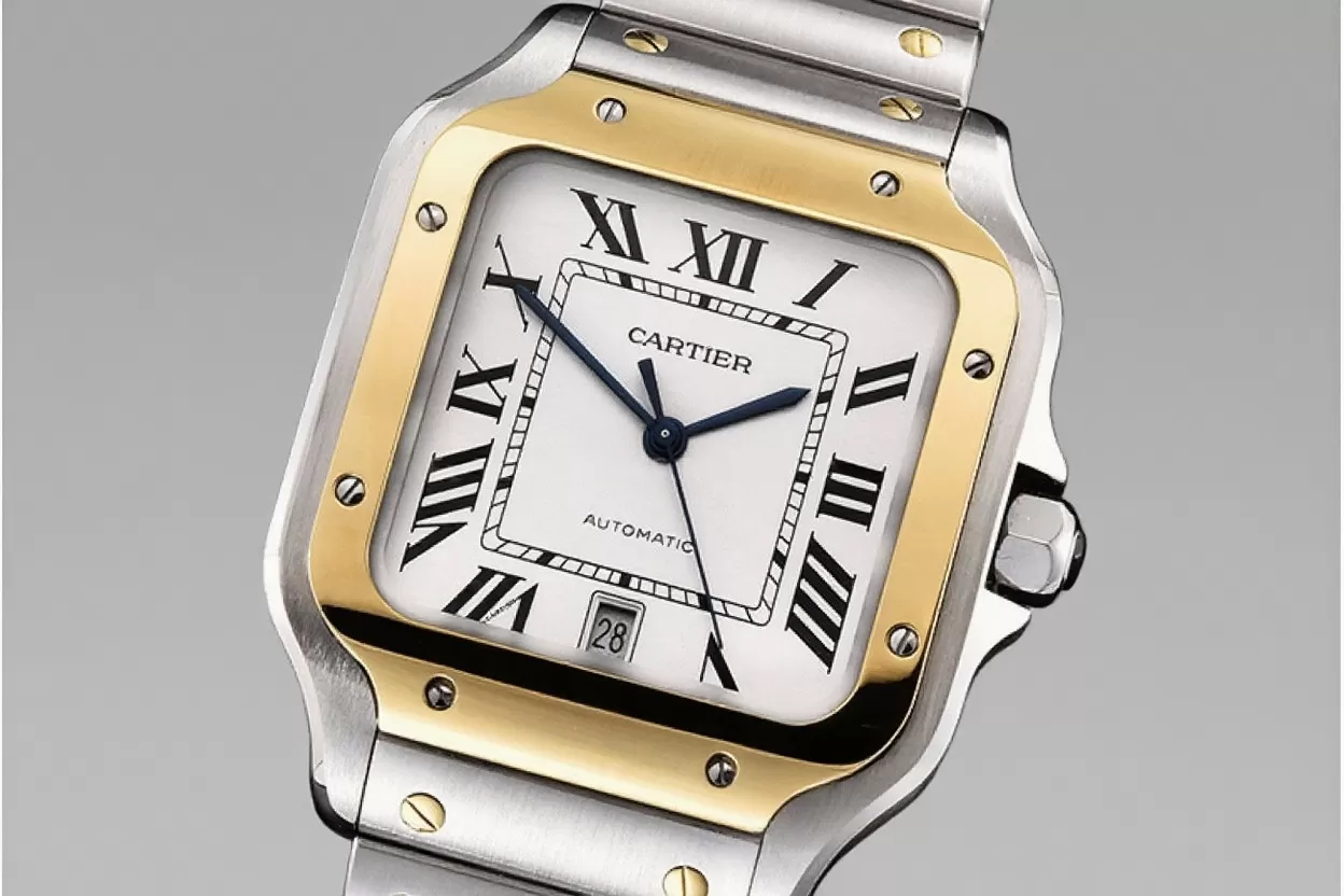 Cartier ?C Santos De Cartier Mens XL YG / SS White 3KF MY9015