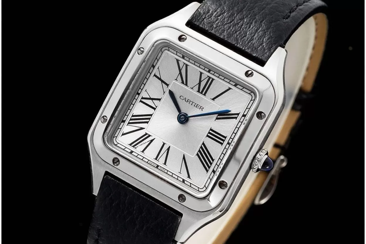 Santos Dumont Black SS / LE Silver Dial AF Quartz