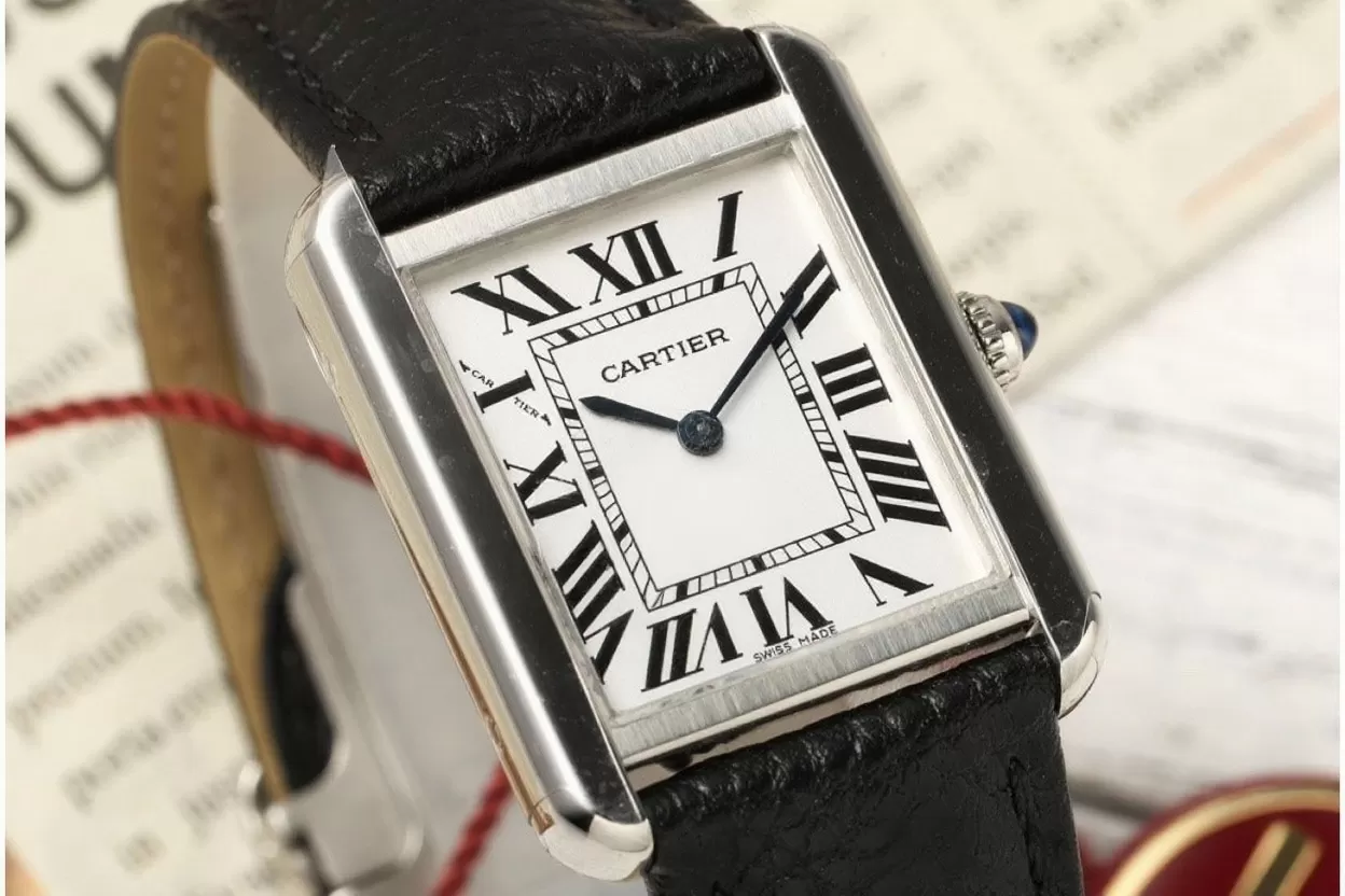 Cartier ?C Tank Solo 24.4mm White Dial on Lychee Grain Leather AF Quartz - Image 3