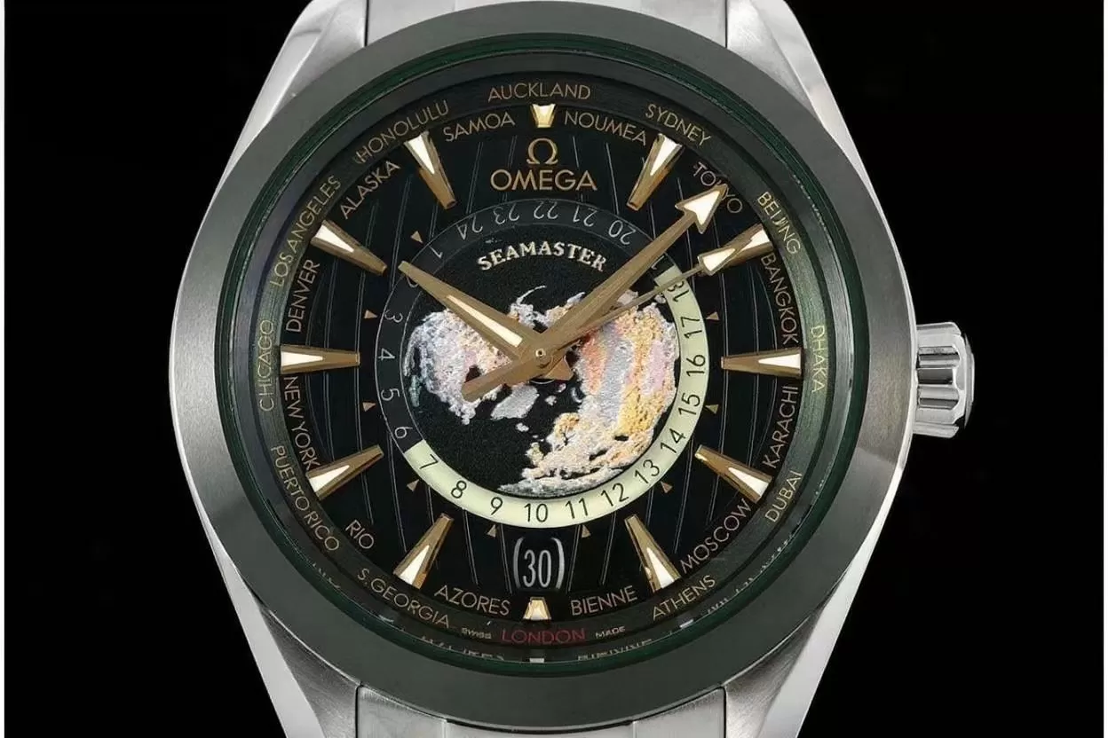 Aqua Terra 150M 43mm Worldtimer SS / SS Green Dial VSF A8938