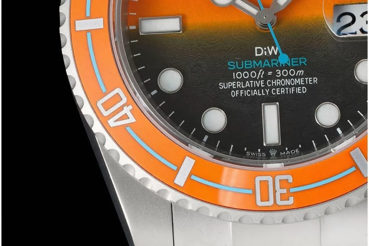 Submariner DIW 40mm 904L SS / SS Orange / Blk Dial VSF VS3135 - Image 3