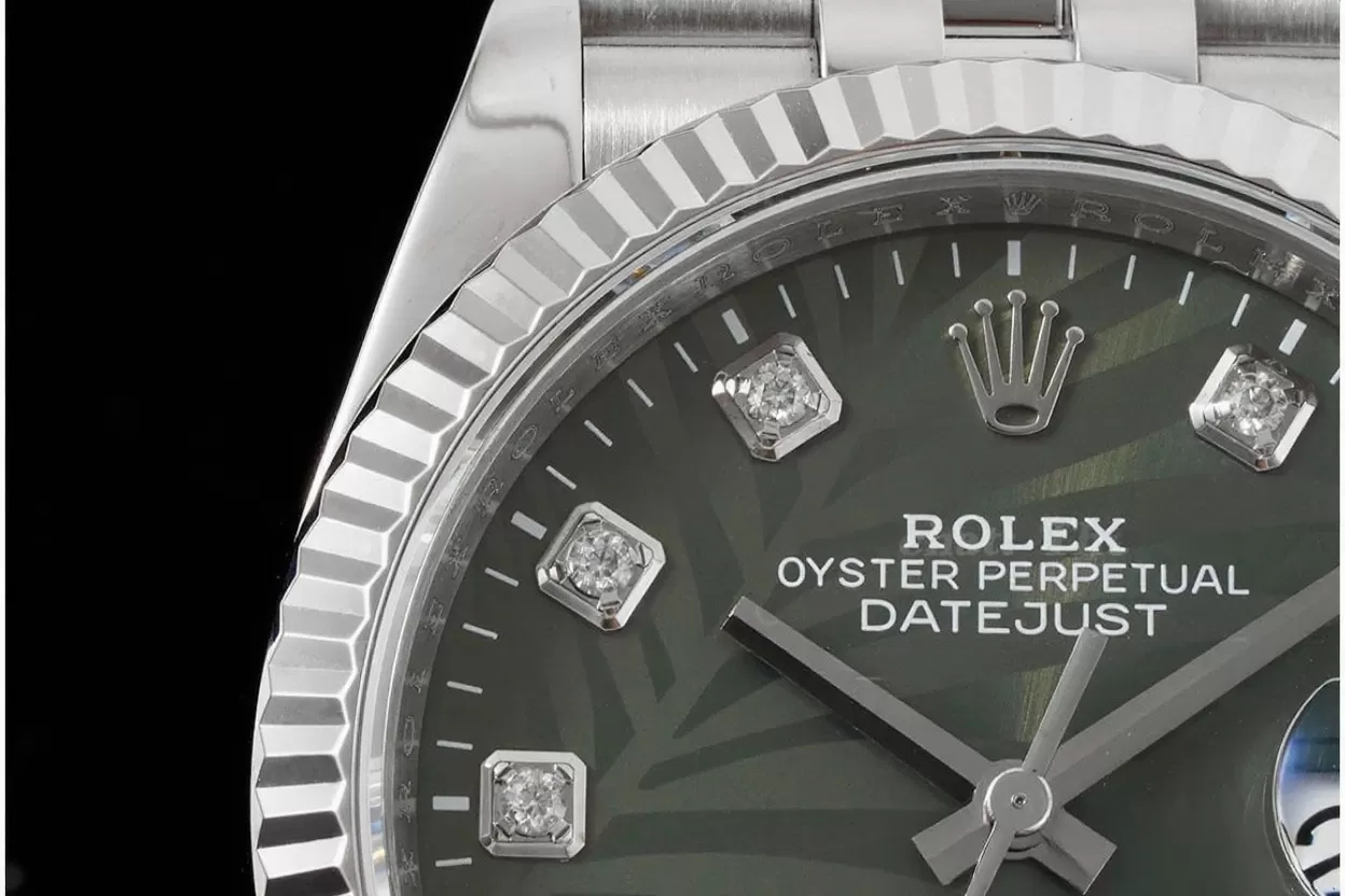 Datejust 126234 36mm Jub SS / SS Palm Motif Green / Dia VSF DD3235 - Image 4