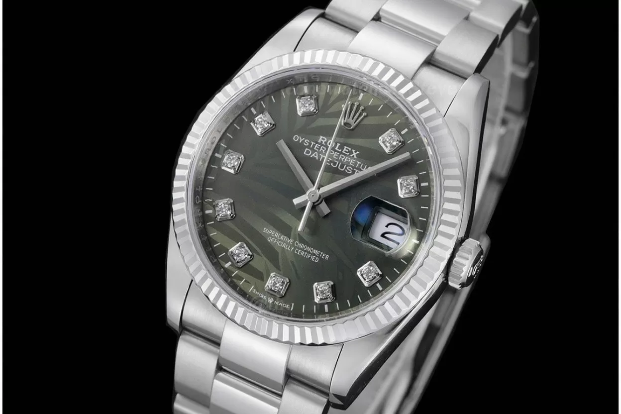 Datejust 126234 36mm Oys SS / SS Palm Motif Green / Dia VSF DD3235