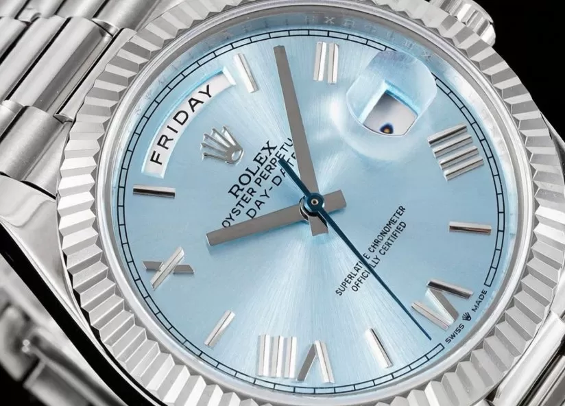 DayDate 228239 40mm Pres SS / SS Ice Blue Dial GSF A3255 (Tungsten Heavy Version) - Image 4