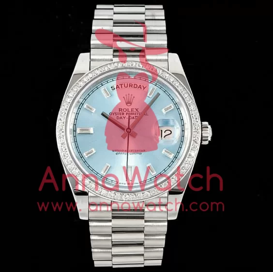 DayDate 228349 40mm Pres SS / SS Ice Blue / Dia GSF A3255 (Tungsten Heavy Version) - Image 9