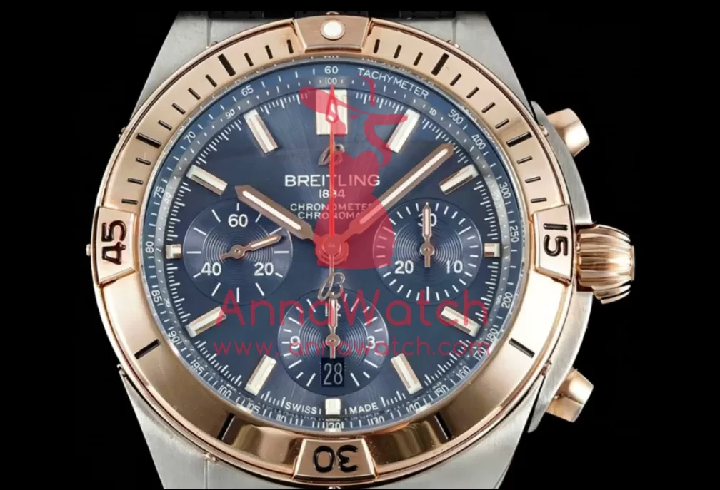 Chronomat B01 42MM RG Blue Dial on Rouleaux Rubber Strap TF A7750 - Image 3