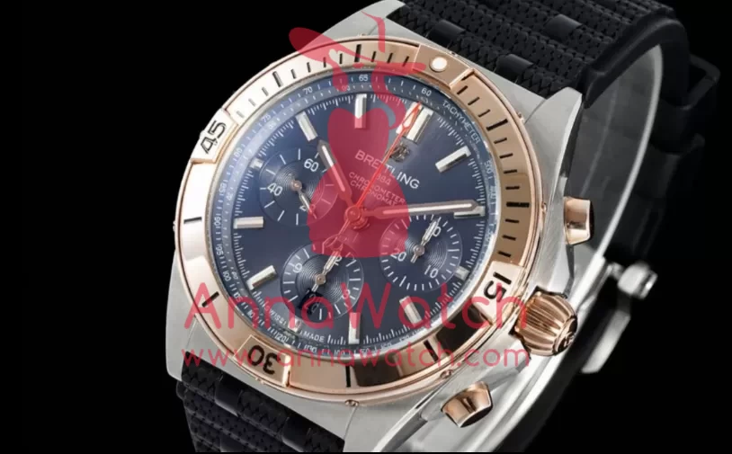 Chronomat B01 42MM RG Blue Dial on Rouleaux Rubber Strap TF A7750 - Image 4